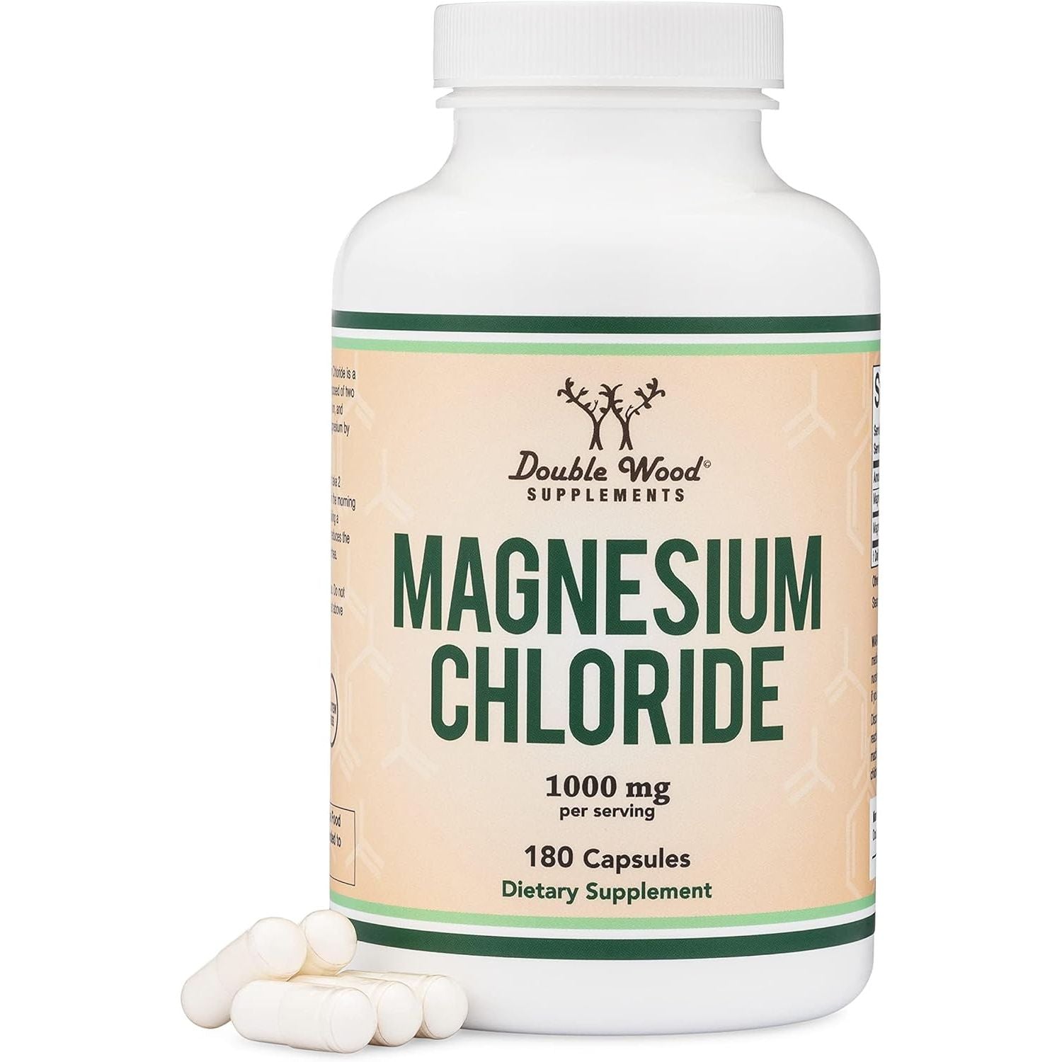 Magnesium Chloride (Cloruro De Magnesio) - 180 Capsules, 1,000Mg per Serving, for Sleep, Constipation, Digestion, Bone Health, and Relaxation - Made and Tested in the USA by Double Wood Supplements…