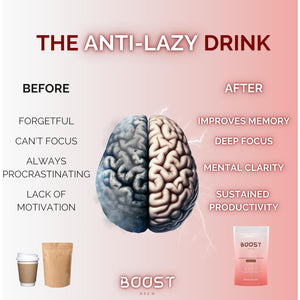 Boost Brew Chocolate Mushroom Coffee Alternative 240G 30 Servings | Lions Mane, Chaga, Ashwagandha, Cordyceps, Maca Root, Bacopa Monnieri, Chocolate Flavoured Mushroom & Adaptogen Vegan Powder Drink