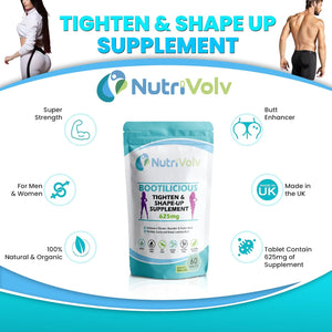 Butt Enhancer Pills — Perfect G-Shaped Buttocks with Booty Lifting Tablets – Quick Bum Lift up Effect to Gain Bigger, Attractive, and Curvy Ass — Easy to Swallow — 1000 Mg Pack of 60