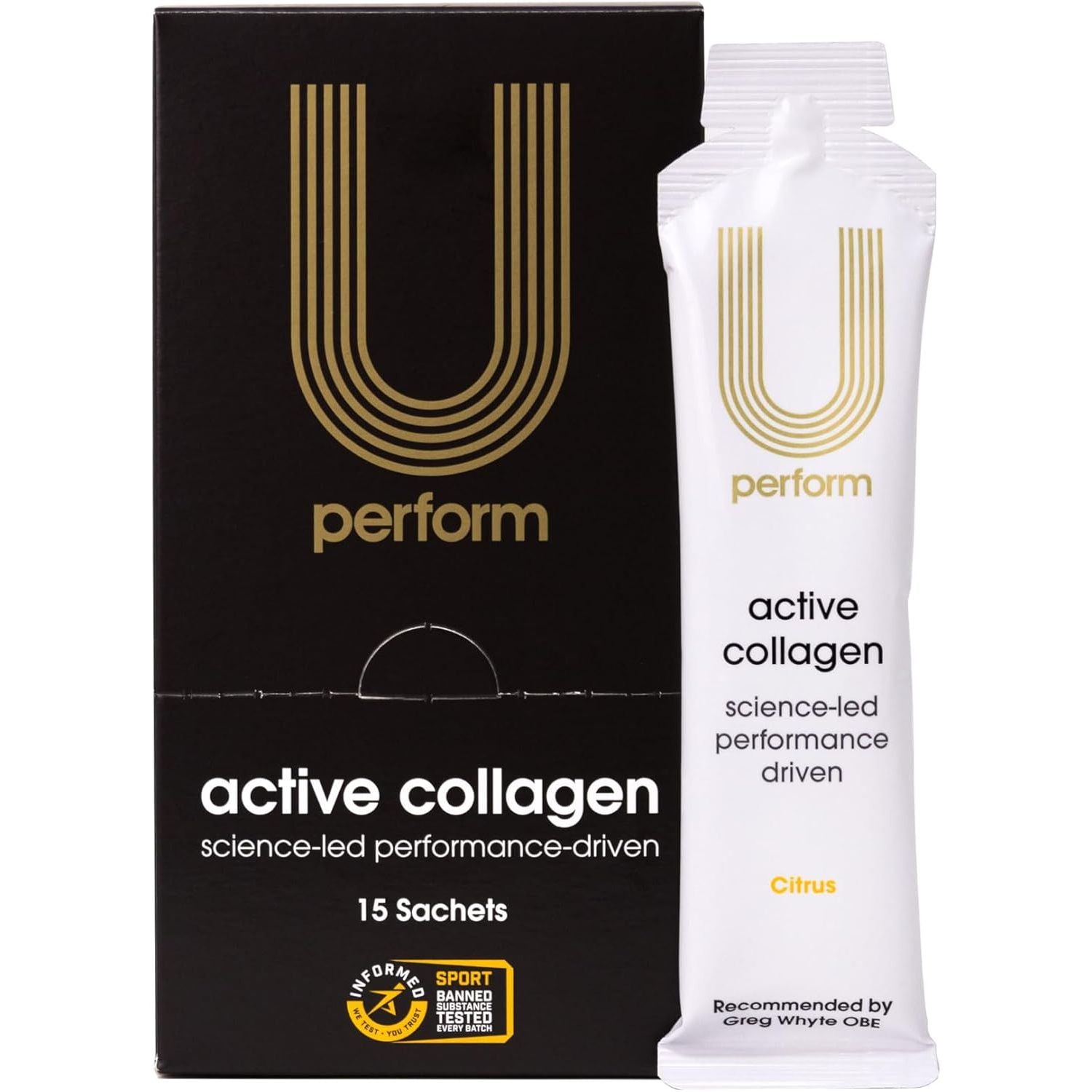 U Perform - Sports Muscle Recovery Supplement - High Protein Liquid Collagen Drink - Great for Joints Repair - Citrus Tasting and Natural Ingredients Based (8000Mg) (14 Sachets)