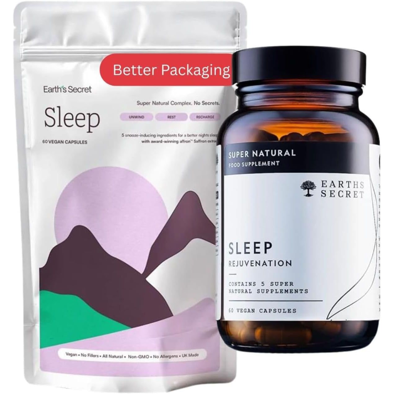 Earth'S Secret Sleep – Award Winning Saffron Extract & Tart Cherry Formula for Restful Sleep – Passionflower, Chamomile & Lavender – Non-Gmo, Filler-Free, Made in the UK Sleep Aid - 60 Vegan Capsules