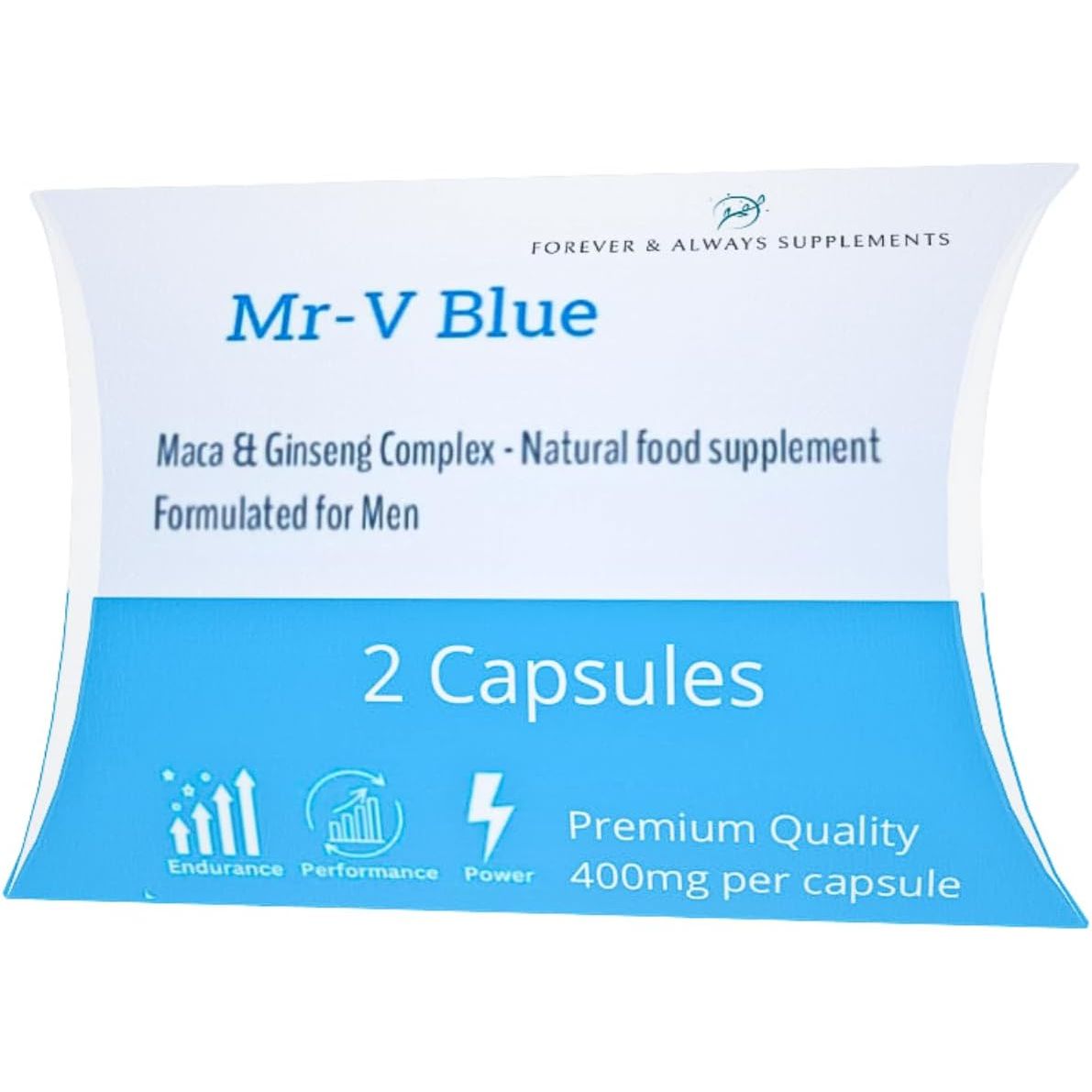 2 X MR-V Blue Natural Supplements, 400Mg Sex Tablets for Men, Ginseng & Maca Ultra Strong Male Performance Capsules, Last Longer, Fast Acting, Stamina, Sex Drive, Libido & Endurance Support!