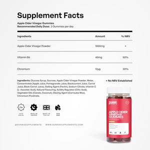 Sunna Supplements Apple Cider Vinegar Gummies 1000Mg – Supports Metabolism & Immune Health – with Vitamin C, Chromium & Pomegranate – Vegan, Non-Gmo, Gluten Free – 60 Gummies
