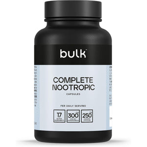 Bulk Complete Nootropic Capsules, 17 High Dose Ingredients to Contribute to Cognitive Function, Mental Performance, Concentration, Pack of 60, 10 Servings, Packaging May Vary