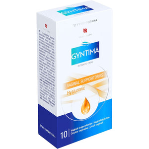Gyntima Hyaluronic Vaginal Suppositories (10 Suppositories, Pack of 1) – Hormone-Free Relief for Vaginal Dryness, Atrophy, and Intimate Discomfort