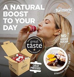 The Turmeric Co Ginger Shots - 28X60Ml Fresh & Raw Pressed Ingredients Turmeric and Ginger Immune System Booster Shots, Natural Energy Drink, No Added Sugars, Created by a Premier League Footballer