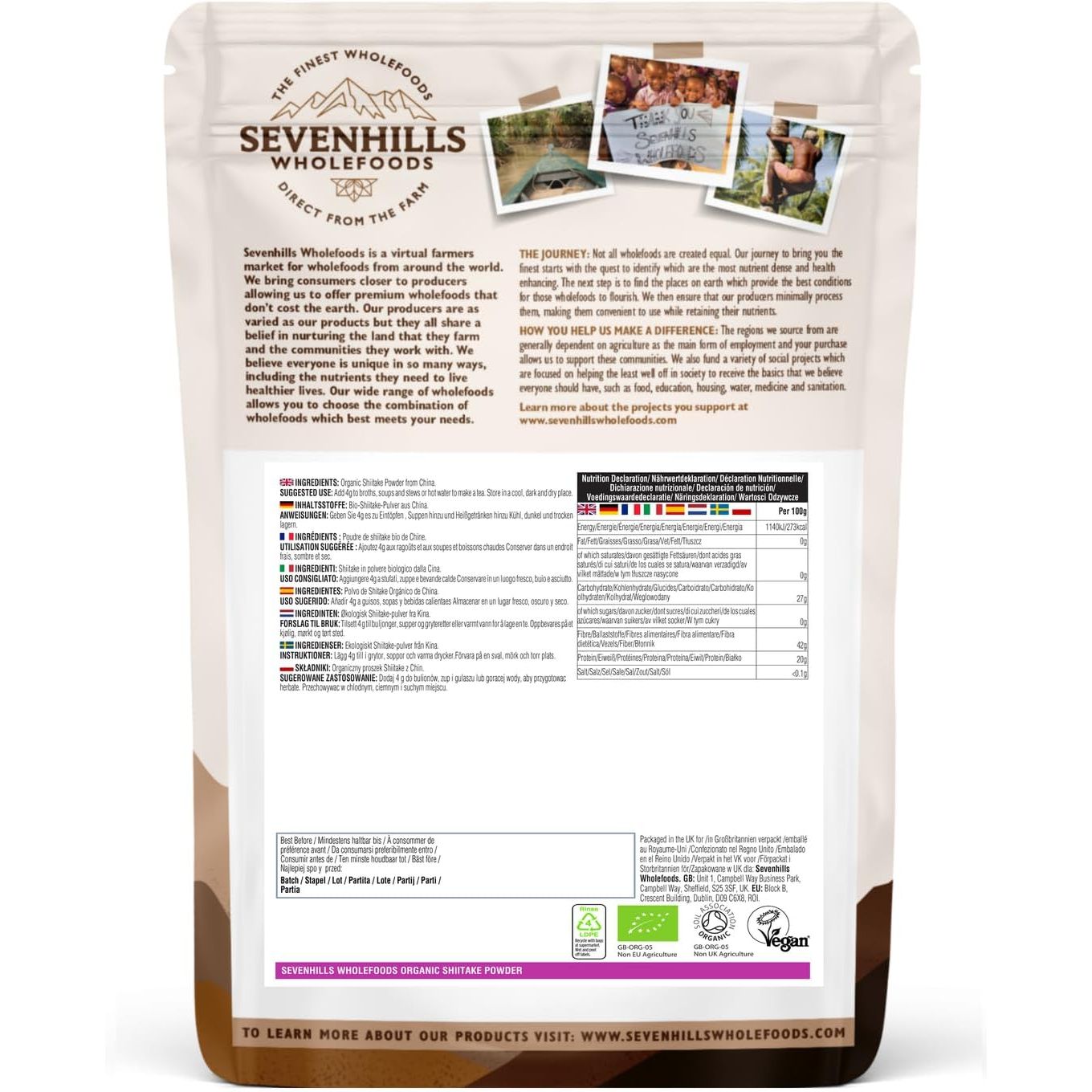 Sevenhills Wholefoods Organic Shiitake Mushroom Powder 100G