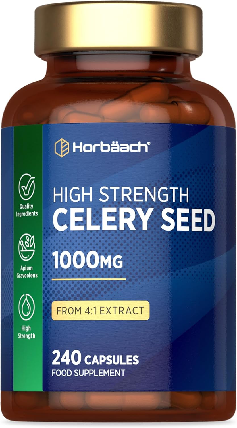 Celery Seed Extract Capsules 1000Mg | 240 Count | Apium Graveolens Supplement | by Horbaach