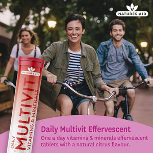 Natures Aid Daily Multivitamin Effervescent 20 Tablets - Supports Energy and Immune Health - High Strength Fizzy Supplement - Vegan, Gluten Free, Non-Gmo - Natural Citrus Multi-Vitamin - 20 Tablets
