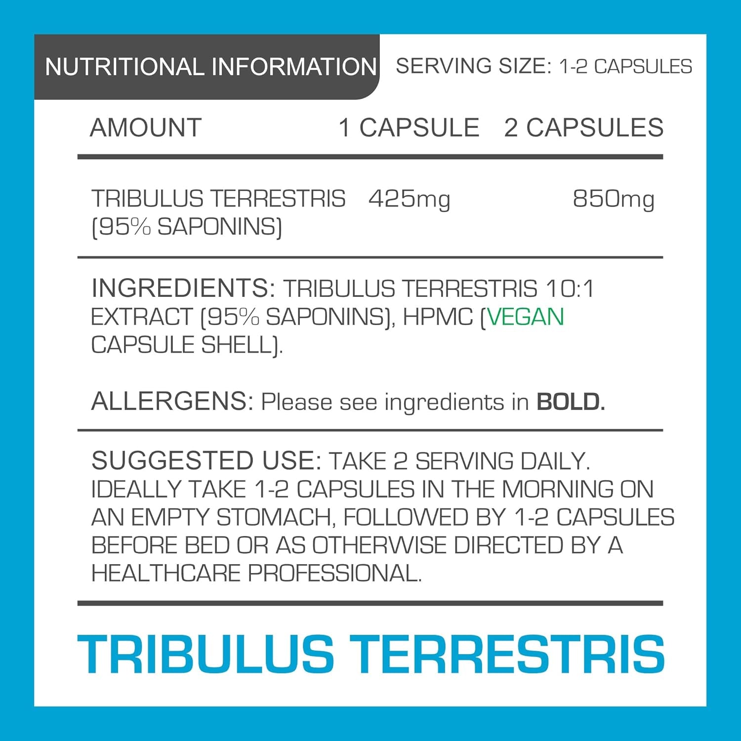 Tribulus Terrestris Extract 8500Mg 180 Vegan Capsules 95% Saponins - Test Booster Pills Increase Testosterone for Muscle Growth, Strength Tribulus Terrestris Tablets Powder Alternative by PROELITE