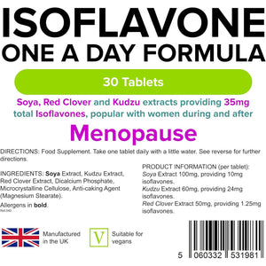 SOYA Isoflavones - 30 Tablets - 1-A-Day - UK Made - Red Clover, Kudzu - Vegan Formula (1 Months Supply) | Letterbox Friendly