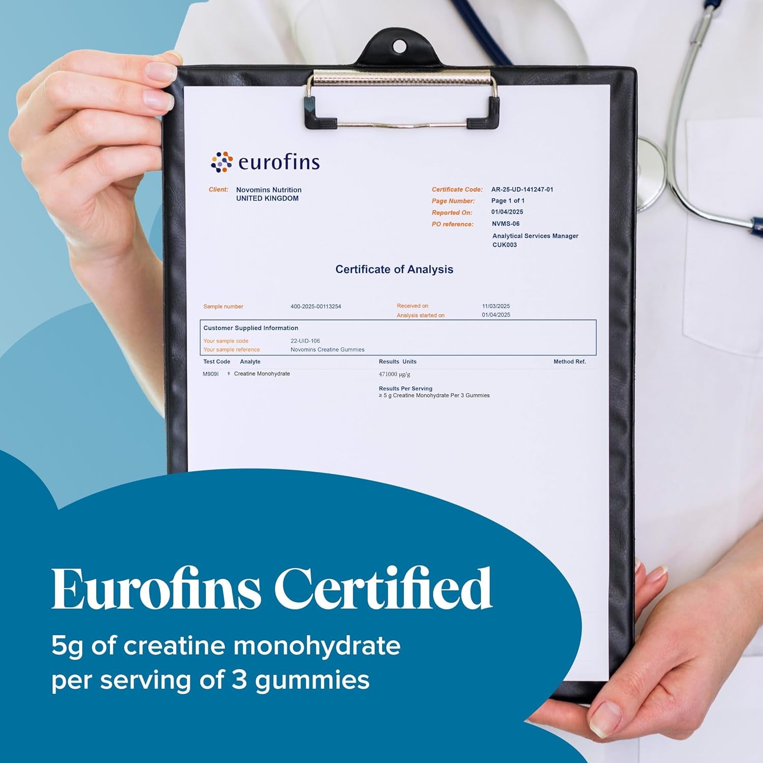 Creatine Gummies - 5000Mg Lab Verified - High Strength Monohydrate Gummies - Increase Physical Performance - Alternative to Tablets, Powder & Capsules - Novomins