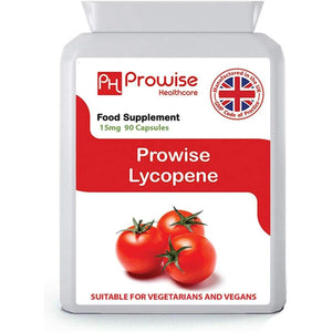 Lycopene 10% Beadlet 15Mg | 90 High Strength Lycopene Capsules | Natural Antioxidant | Vegetarian & Vegan Formula | UK Manufactured under GMP Standards by Prowise Healthcare