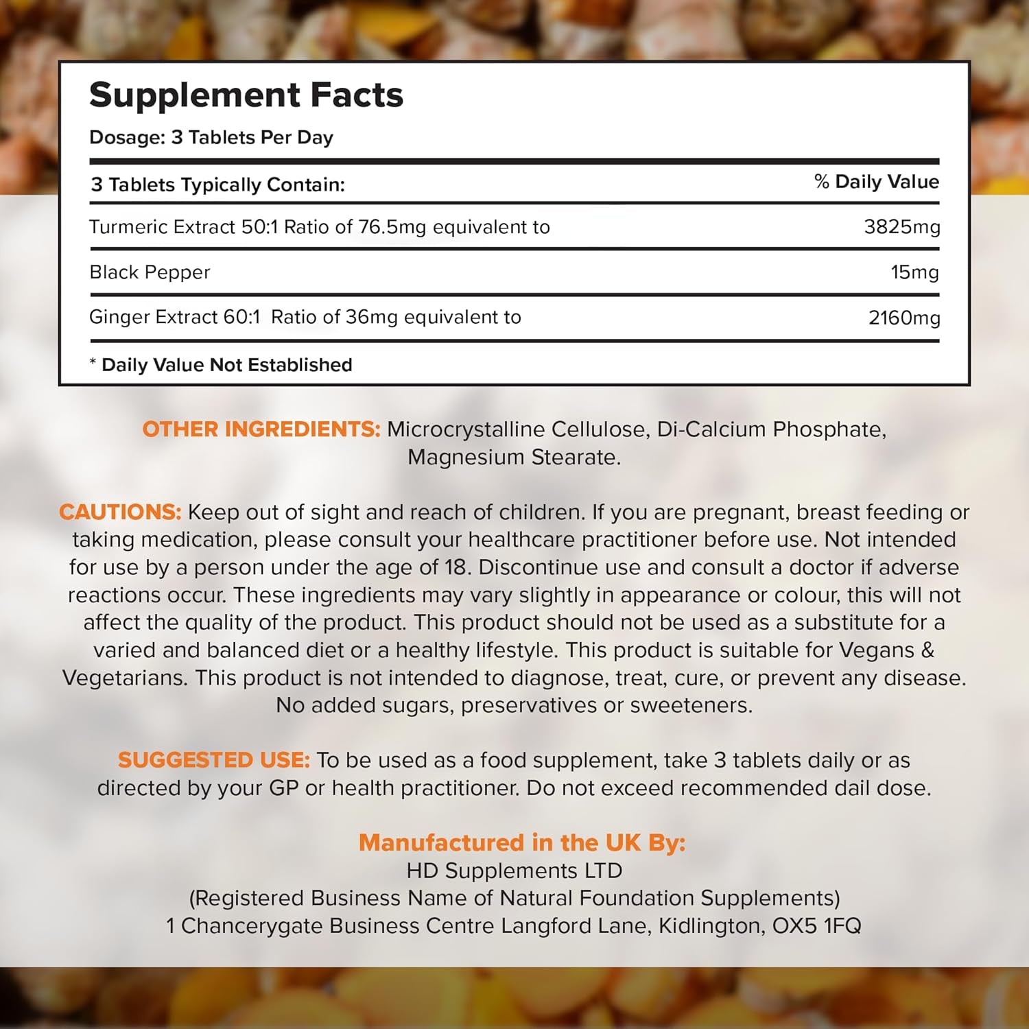 Turmeric Curcumin & Black Pepper with Ginger | 120 Tablets | Made in the UK | Supplement for Men & Women | Vegan Friendly & Gluten Free (120)