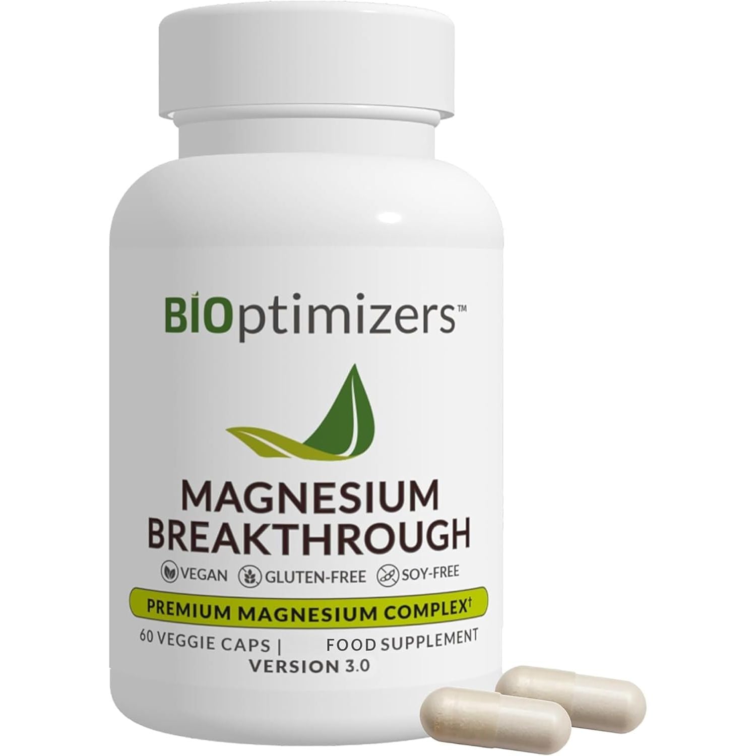 Bioptimizers Magnesium Breakthrough Supplement | Has 7 Forms of Magnesium: Glycinate, Malate, Citrate, and More | Natural Sleep and Brain Supplement | 60 Capsules