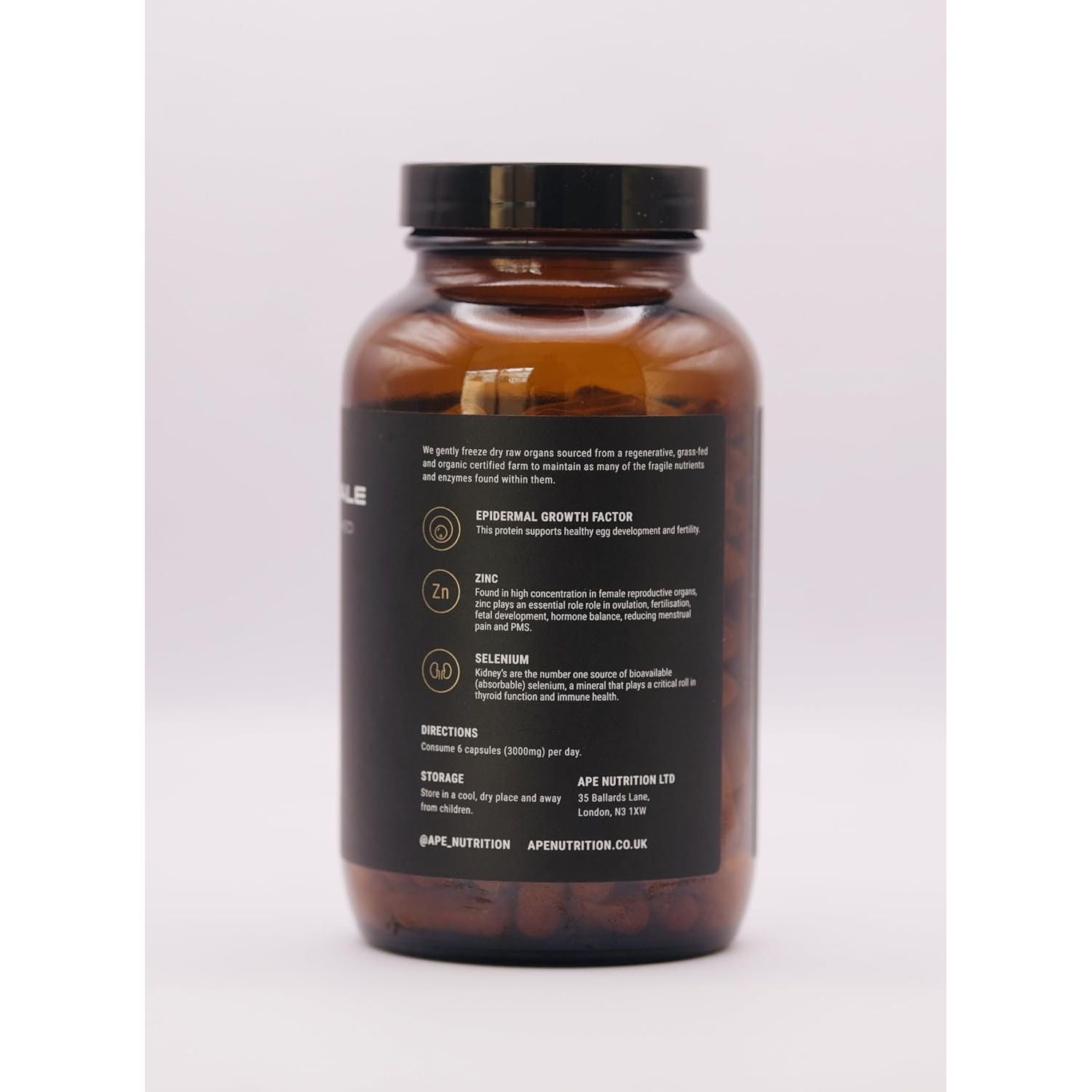 APE Nutrition Optimised Female | Hormonal & Reproductive Health Support & Balance for Women | 100% Grass-Fed Desiccated Beef Organs | Ancestral Supplements for Women | 180 Capsules