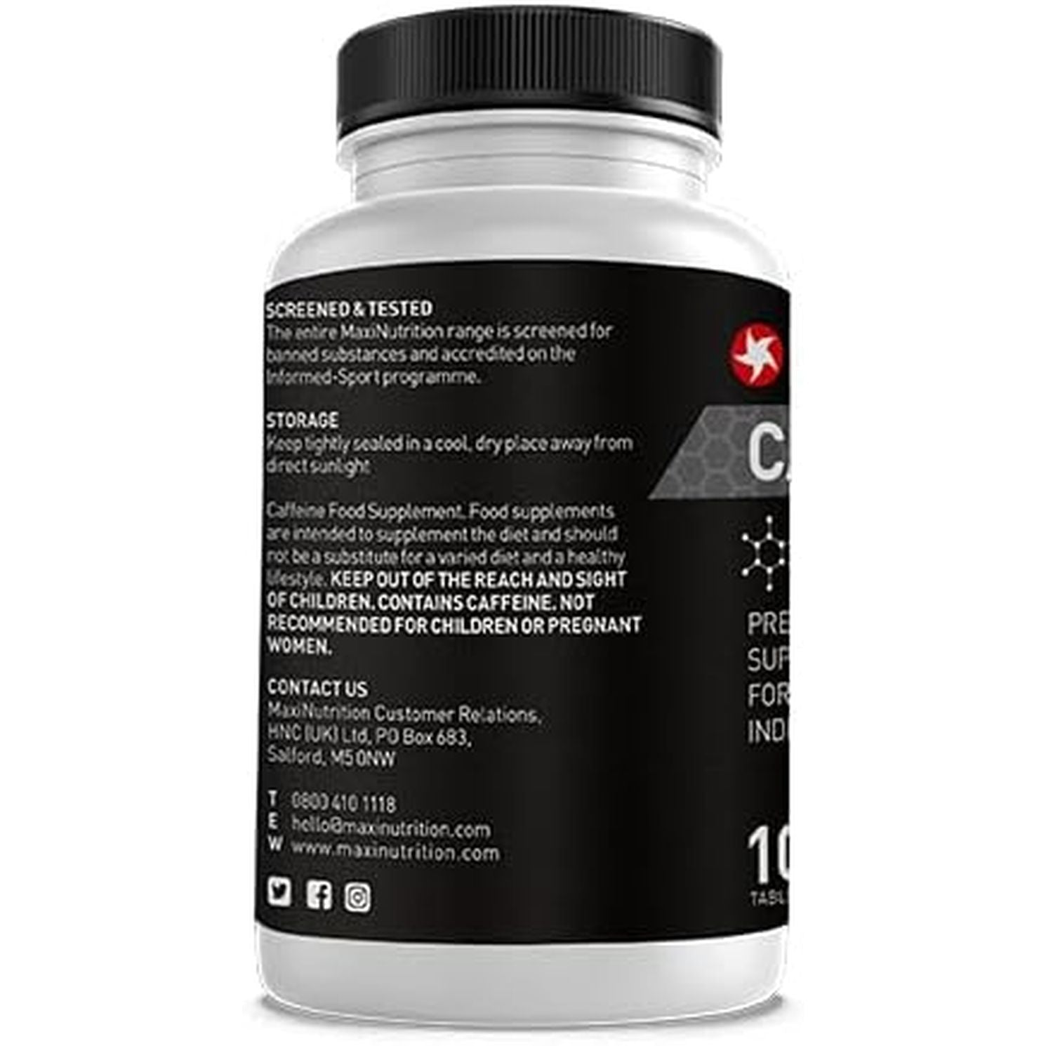 Maxinutrition Caffeine Tablets 100Mg 100'S, Performance Support, Pre-Workout Boost