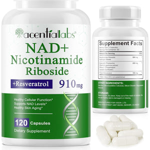 NAD+ Supplement 910Mg, Boost NAD+ Levels with Nicotinamide Riboside, Support Cellular Energy & Anti-Aging 120 Capsules