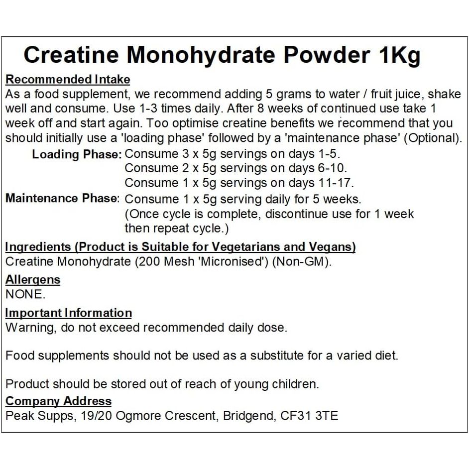 Creatine Monohydrate Powder 1Kg | Pure Micronised | Packaging May Vary
