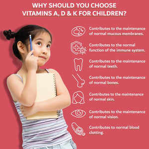 Vitamins A, D & K for Children 30Ml | from Birth 0-11 Years Complex Multivitamin Supplement | Newborn Baby Kids Sugar Free UK Made Vegetarian Mini Liquid | Long Supply, 4 Drops Daily