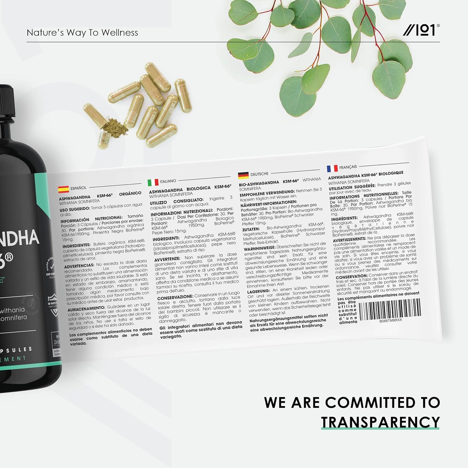 Organic Ashwagandha KSM-66® with Bioperine 1650Mg – 90 Vegan Capsules – 5% Withanolides – Most Bioavailable Full-Spectrum Root Extract – Resealable and Recyclable Pouch by Alpha01