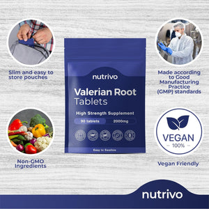 Valerian Root Tablets - 90 Tablets | Good Alternative to Valerian Root Capsules, Valerian Tincture or Valerian Drops | Vegan & UK Made