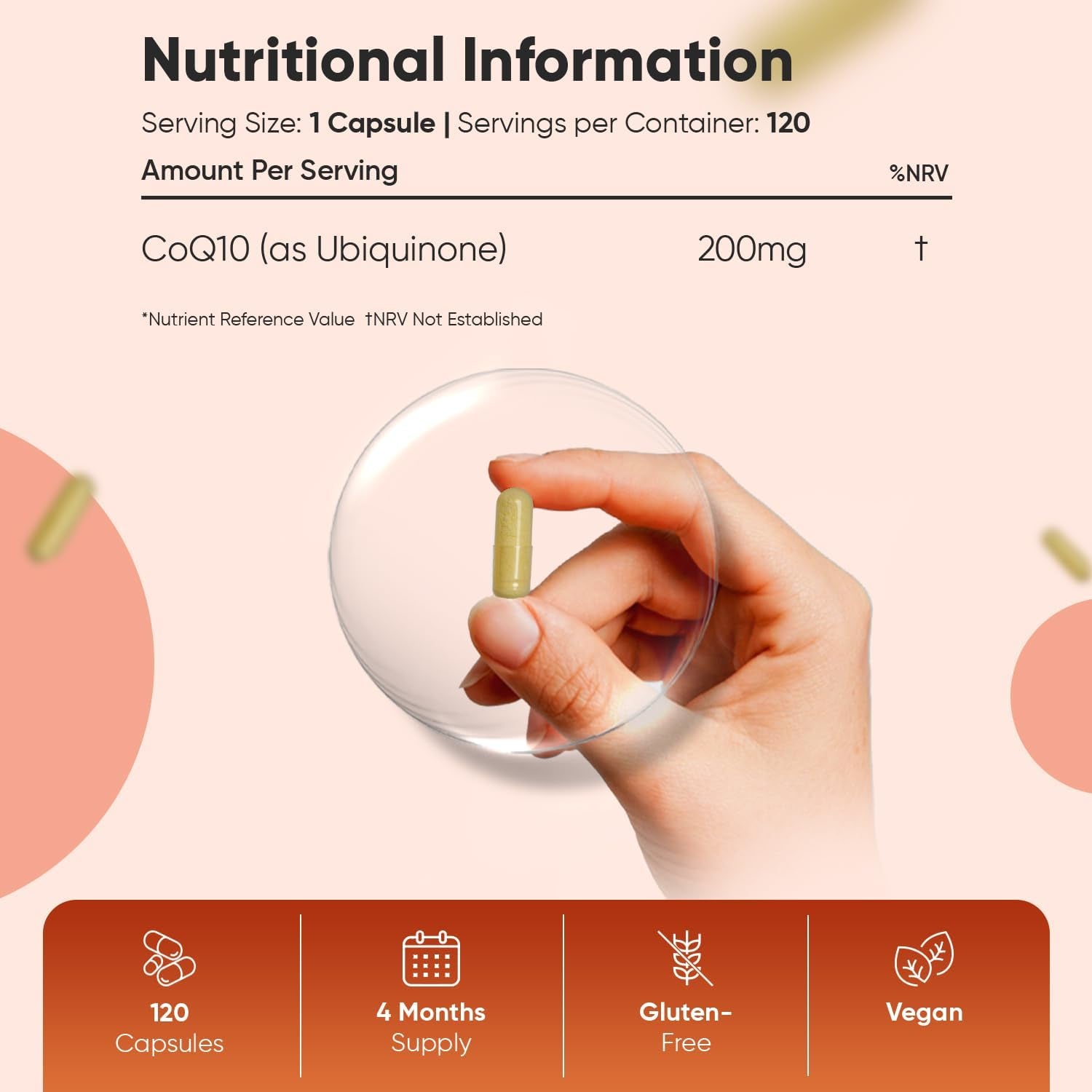 Coq10 Supplement 200Mg | 120 Vegan Co Enzyme Capsules | 4 Months Supply | Ubiquinone Form | High Absorption Coq10 Supplements | Made in Britain | Non-Gmo & Magnesium Stearate Free