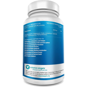 Magnesium Citrate 2250Mg of Pure Citrate Providing 360Mg Elemental, 96 Percent of Your Recommended Daily Amount - 180 Vegan Capsules (3 Caps per Serving, 2 Months Supply)