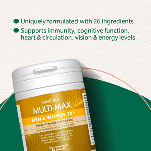 Nature'S Best Multi-Max Multivitamin for Age 70+ - Advanced Support with Vitamin C, D and Calcium for Immune Support & Bone Health for Seniors - UK Made - 90 Tablets (3 Months' Supply)