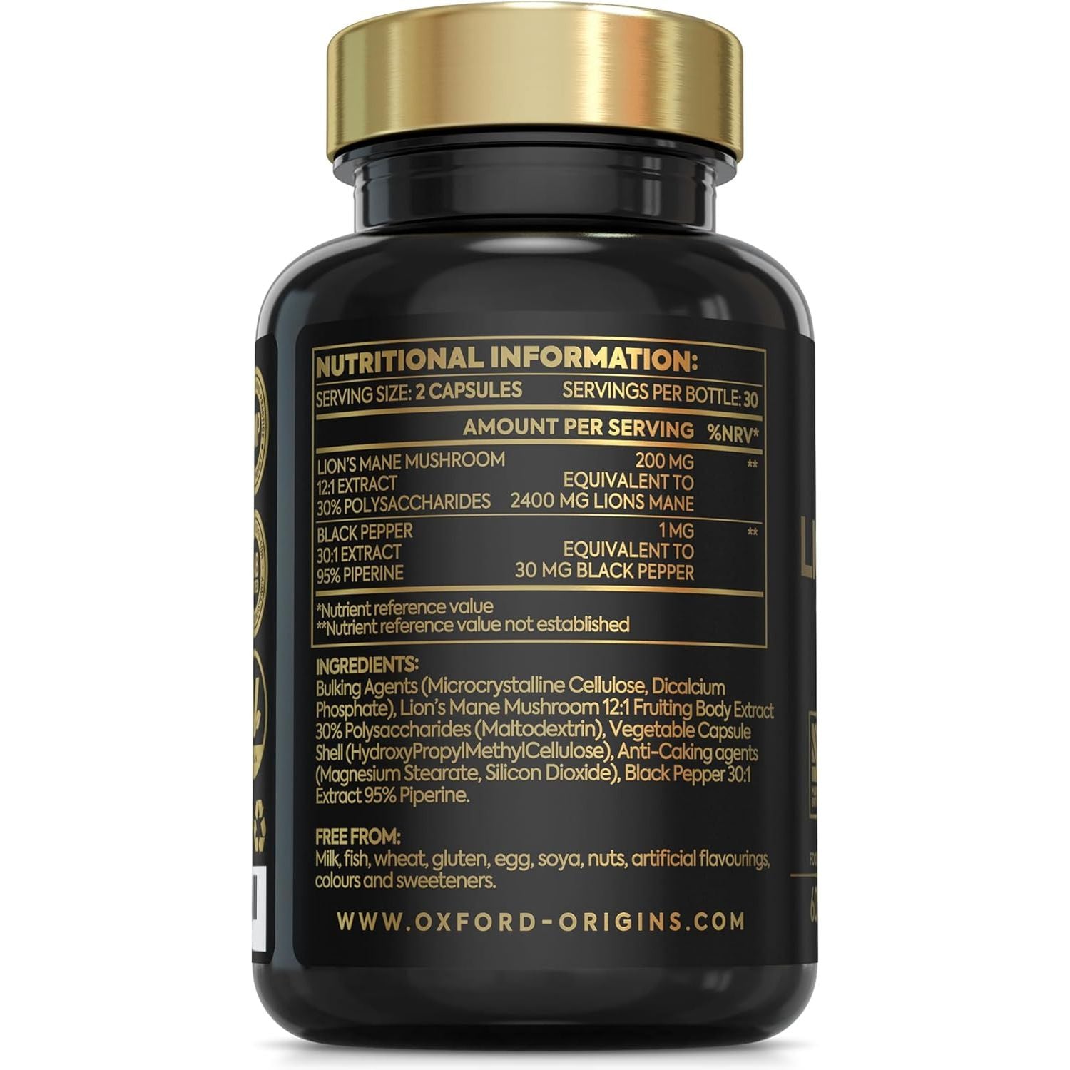 Advanced Lions Mane Mushroom 2400Mg - 60 High Strength Vegan Capsules - Lions Mane Supplement with Black Pepper - Lion'S Mane Mushroom Supplement (Not Lions Mane Powder or Tablets) Made in the UK