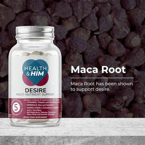 Health & Him Desire Supplements for Men - 60 Capsules - Supplements for Men with Maca Root & Korean Ginseng - Vegan, Gluten-Free