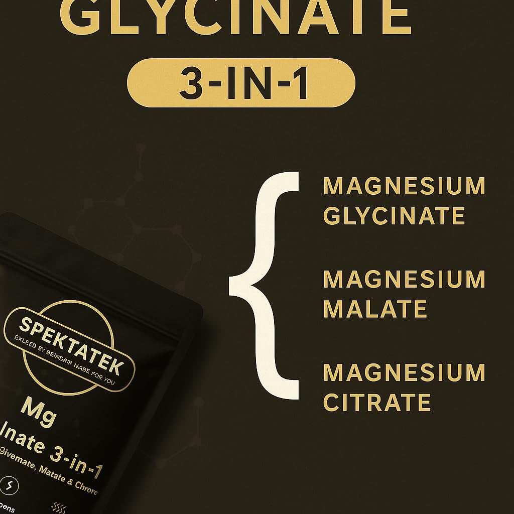 Magnesium Glycinate 3-In-1 Complex – 1800Mg with Glycinate, Malate & Citrate – 384Mg Elemental Magnesium – High Absorption Vegan Capsules – 90 Count
