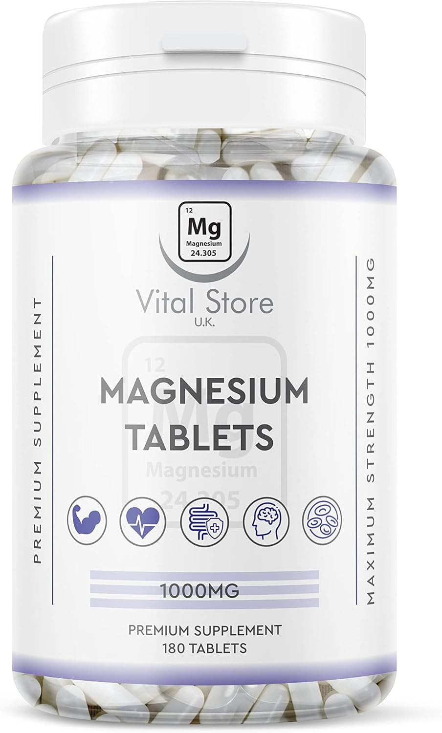 Magnesium Tablets 180Ct - 1000MG Providing 400MG Elemental Magnesium - Vegan 6 Month Supply 180 Magnesium Tablets - Magnesium Supplements