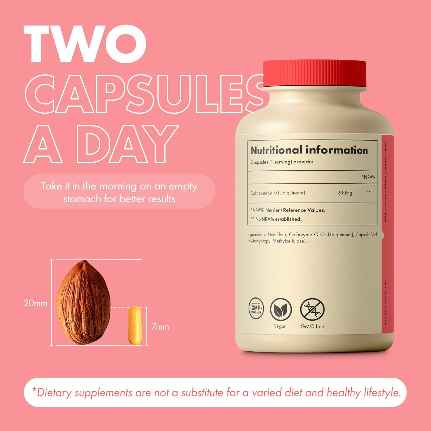 Premium Coq10 Ubiquinone 200Mg - Coenzyme Q10-120 Vegan Capsules - Naturally Fermented High Absorption - Heart, Energy & Fertility Support - Made in UK - Non-Gmo - GMP Quality