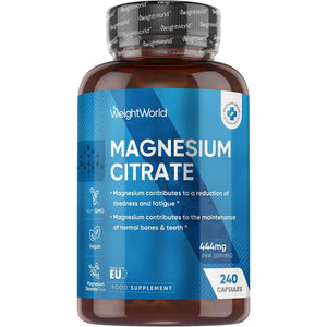 Magnesium Supplements | Magnesium Citrate Capsules (Buffered 30%) | 240 Vegan Capsules | Providing 444Mg Elemental Magnesium | Lactose & Gluten-Free