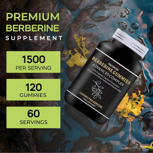 Fraction One Berberine Gummies – 120 Gummies – 1500 Mg per Serving, Ceylon Cinnamon 1000Mg and Vitamin B12, Magnesium Glycinate 400Mg – Supports Immunity, Improve Metabolism – Vegan – 60 Days Supp