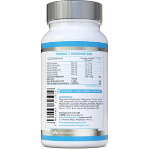 Magnesium Complex 6-In-1 | Max Absorption Formula 2100Mg of Magnesium Bisglycinate, Magnesium Taurate, Magnesium Citrate, Magnesium Gluconate, Magnesium Malate, Magnesium Lactate, Vegan UK Made