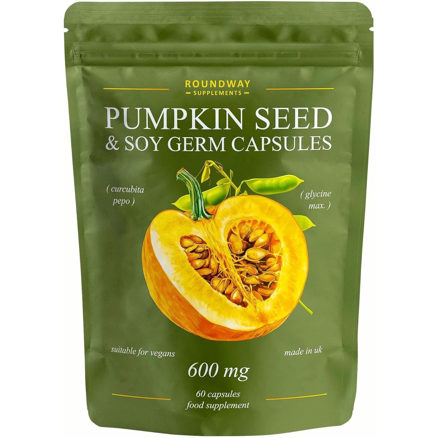 Pumpkin Seed and Soy Germ Capsules | Bladder Strength Supplements | High Strength 600Mg per Serving, 60 Capsules, Vegan & Gluten Free, Made in the UK