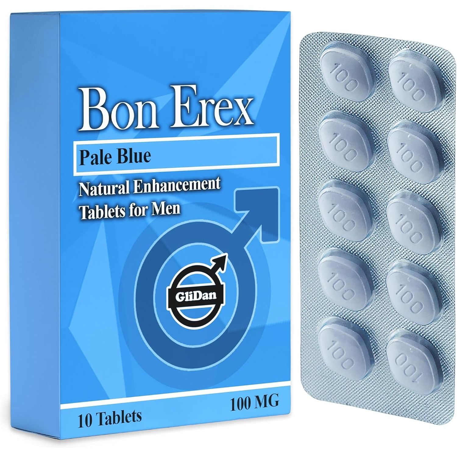 Glidan - 10 Pale Blue Vitality Tablets for Men 100Mg | Natural & Herbal Formula for Active Lifestyle & Physical Advantage | Energy & Performance | Made in the UK