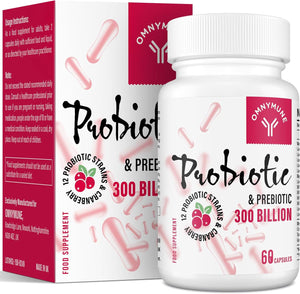 Probiotics for Women 300 Billion CFU, 12 Strains + Prebiotics, Digestive & Vaginal Health, 60 Capsules