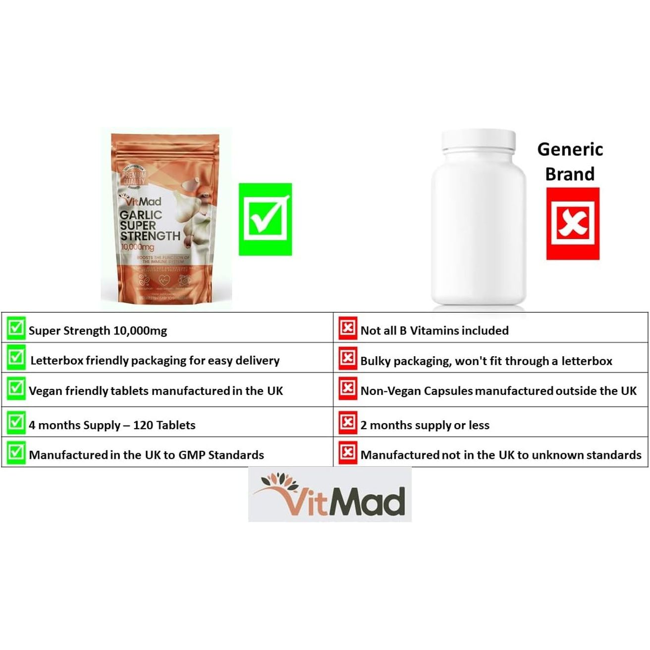 Garlic Extract 10,000Mg - 120 Tablets - High Strength - Heart Health Vegan