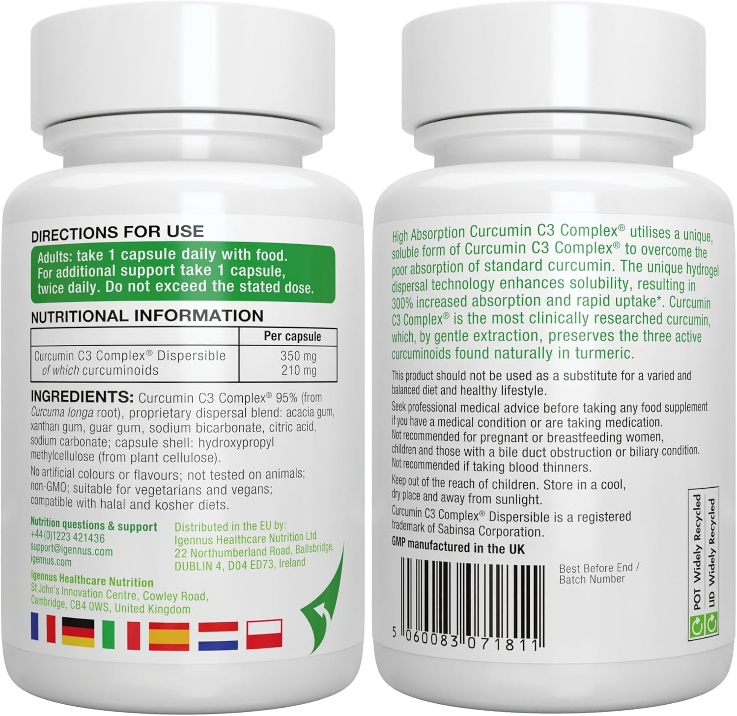 Igennus Advanced Curcumin C3 Complex, 90 Servings, 95% Standardised Extract, 300% Greater Absorption & Rapid Uptake, Clean Label, Vegan Supplement, 1-A-Day, 90 Capsules