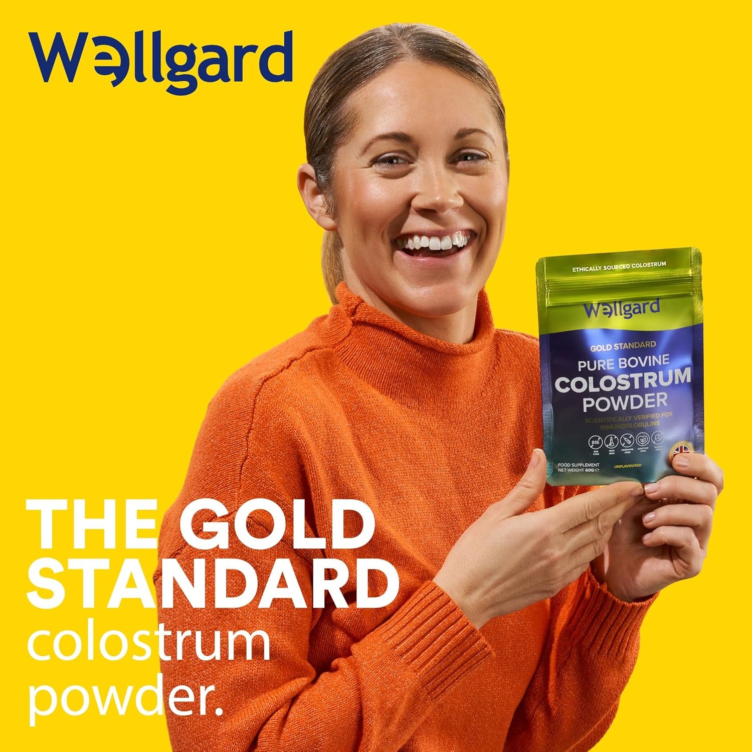 Wellgard Pure Colostrum Powder, High Levels of Immunoglobulin G (Igg), Unflavoured, Gmo-Free, Hormone-Free, 60G