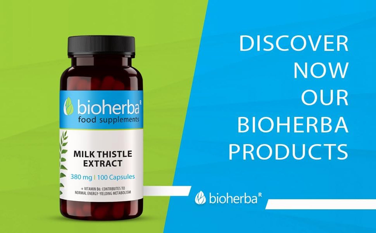 Milk Thistle 380 Mg – 100 Capsules | Herbal Supplement with Silymarin and Vitamin B6 for Antioxidant and Metabolic Support by BIOHERBA