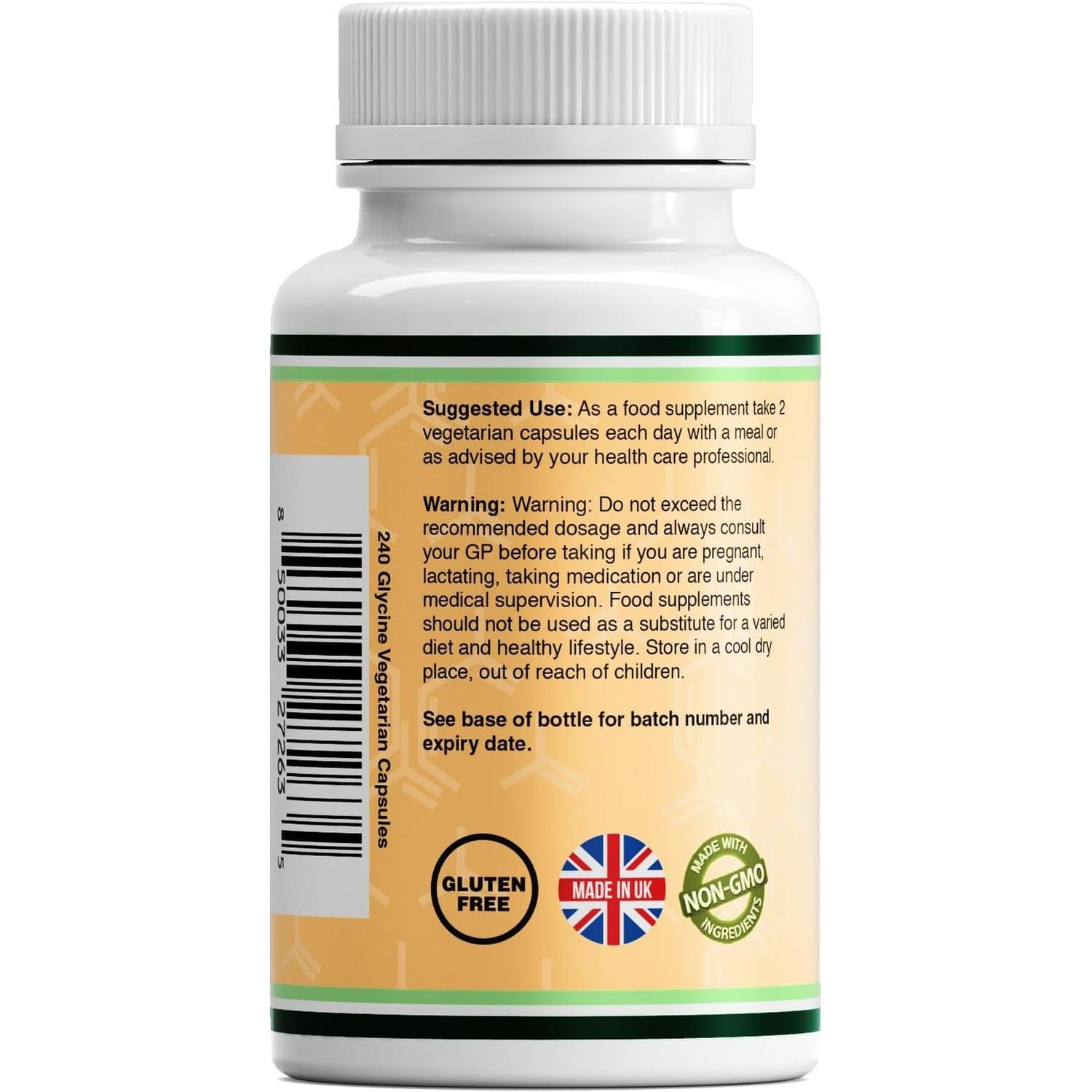 Double Wood Glycine Supplement | 240 High Strength Glycine Capsules - 1000Mg per Serving | Amino Acid Supplement | Non-Gmo & Gluten | Manufactured in the UK