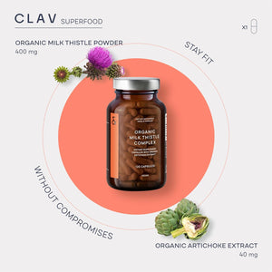 Organic Milk Thistle & Artichoke Extract Complex - Rich in Silymarin & Bitters - 120 Capsules = 60 Days Supply - Vegan - Non-Gmo - Made in Germany