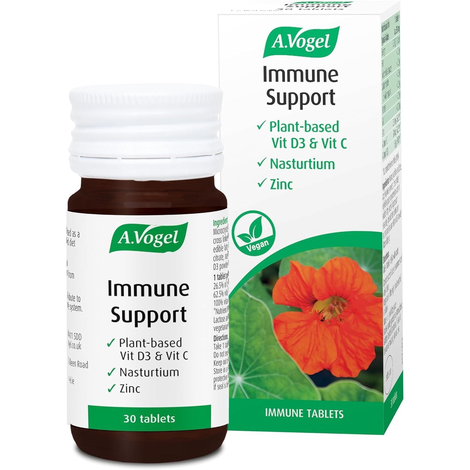 A.Vogel Immune Support | Vegan Multivitamin | Vitamin C, Vitamin D and Zinc | 30 Tablets