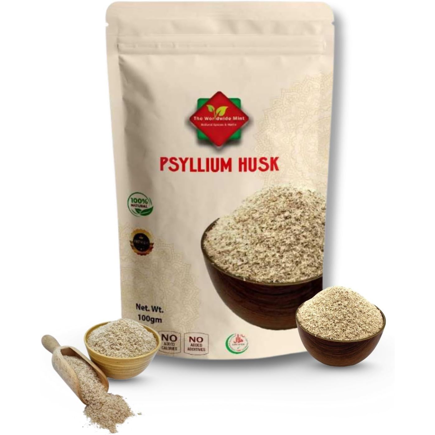 Psyllium Husk (100G/3.52Oz) Easy Mixing Fiber Supplement, Finely Ground & Non-Gmo Powder for Promoting Regularity