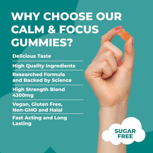 Lion'S Mane Mushroom & Ashwagandha KSM-66 Gummies - 4300Mg High Strength Supplement - 60 Sugar-Free & Vegan Gummies - with Zinc, B6 & B12 - for Calming, Mental Performance, and Nervous System Support