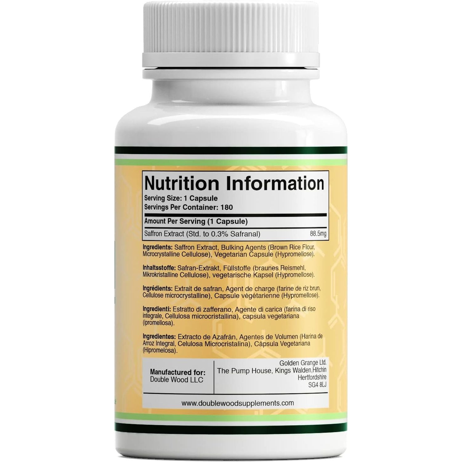 Double Wood Saffron Supplement |180 Servings of High Strength Saffron Capsules - 88.5Mg Saffron Extract per Serving | Weight Management, Heart Health, Mental Clarity & Eye Health | UK Manufactured